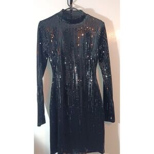 womens mini dress L black velvet sequins party whimsigoth goth dark glam formal